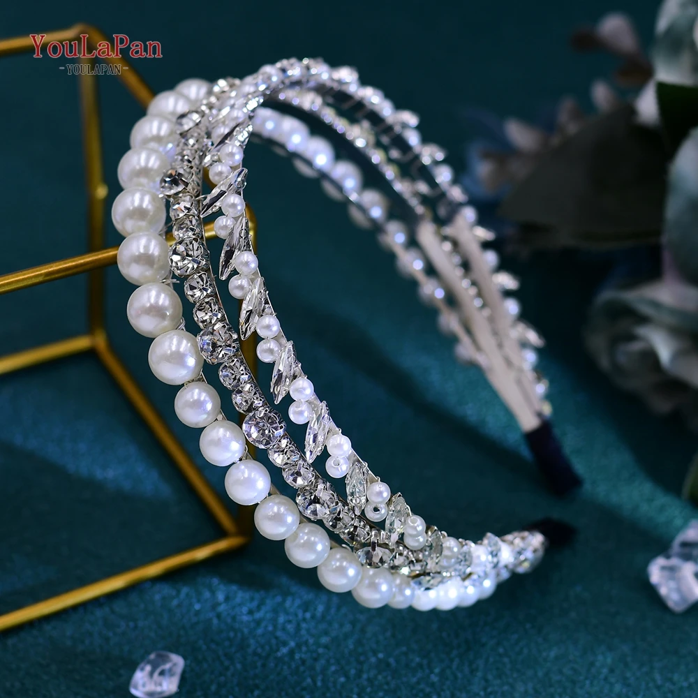 Handmade Pearls Hair Hoop Bridal Hair Accessories Rhinestone Bride Headdresses Tiara For Wedding Events HP660 bridal hair accessories hair accessories