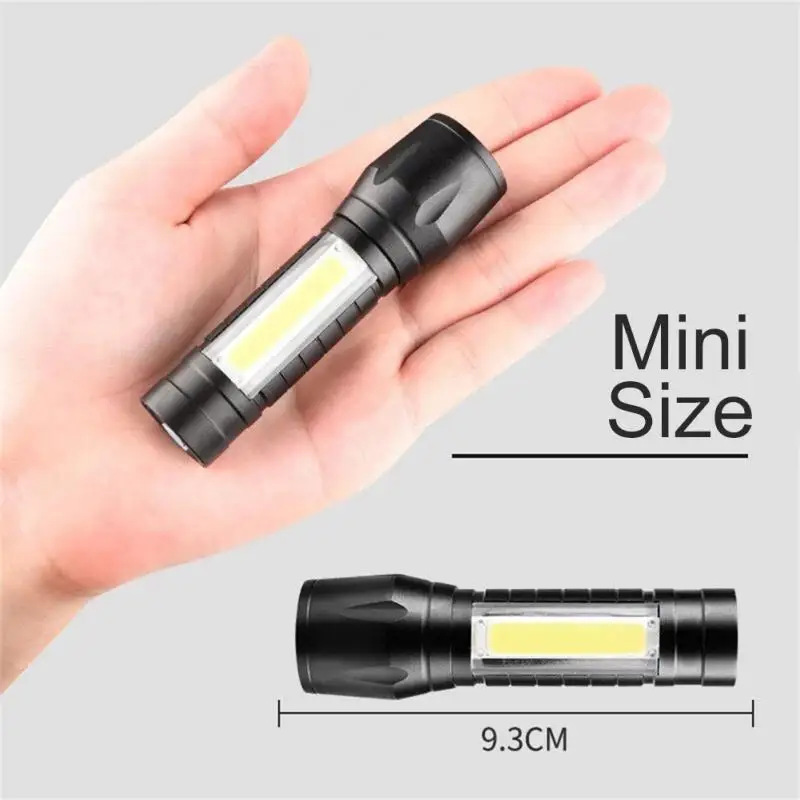 줌 미니 LED 손전등, XP-G Q5 플래시 라이트 랜턴, 휴대용 충전식 눈부심 COB 손전등, 야외 캠핑, 1 개, 2 개