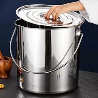Seau à soupe en acier inoxydable 304, avec couvercle, seau Portable, seau à riz de grande capacité, seau d'eau scellé, Cater 5