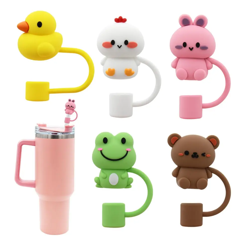 Capuchon Silicone Pour Paille Stanley - Forme Animal Mignon, Protection Anti-poussière, Compatible 6-10 Mm