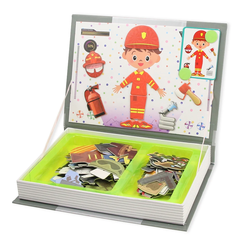 Portable Magnetic Sticker Book Reusable Scenarios Books Cartoon Cognition  Preschool Educational Montessori Learning Toy 3-6 Gift