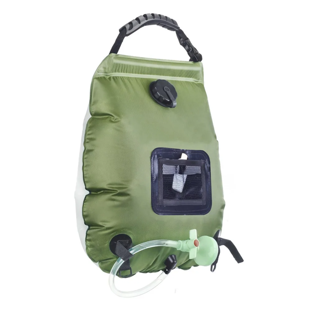 New Outdoor Shower Bag 20L Shower Bag Shower Bag Military Green Solar Heating WaterBag Camping Camping BathBag Portable