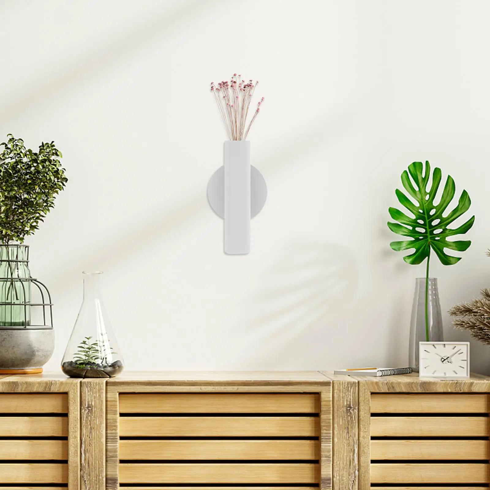 Test Tube Vase Wall Flower Arrangement Decor Holder Decoration Clear White Metal Pot 3