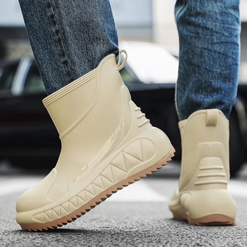 Bottes de pluie courtes homme mode pêche anti-dérapantes semelle épaisse résistantes extérieur lavage auto