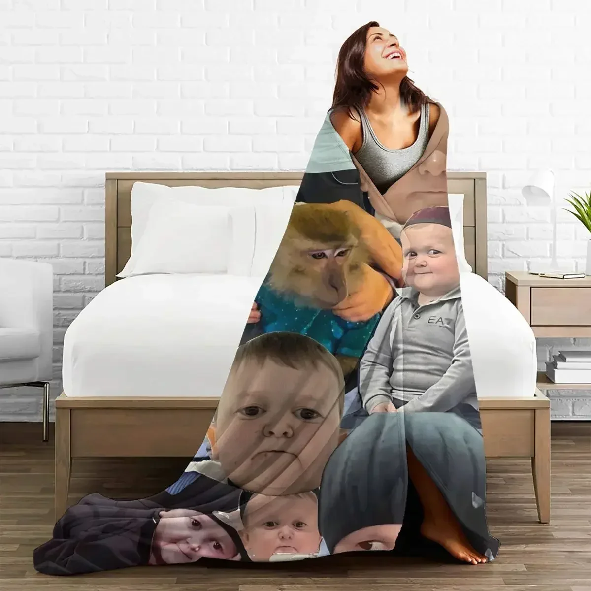 Hasbulla Magomedov Warm Soft Blanket Hasbik Funny Meme Travel Throw Blanket Winter Colorful Flannel Bedspread Sofa Bed Cover 5