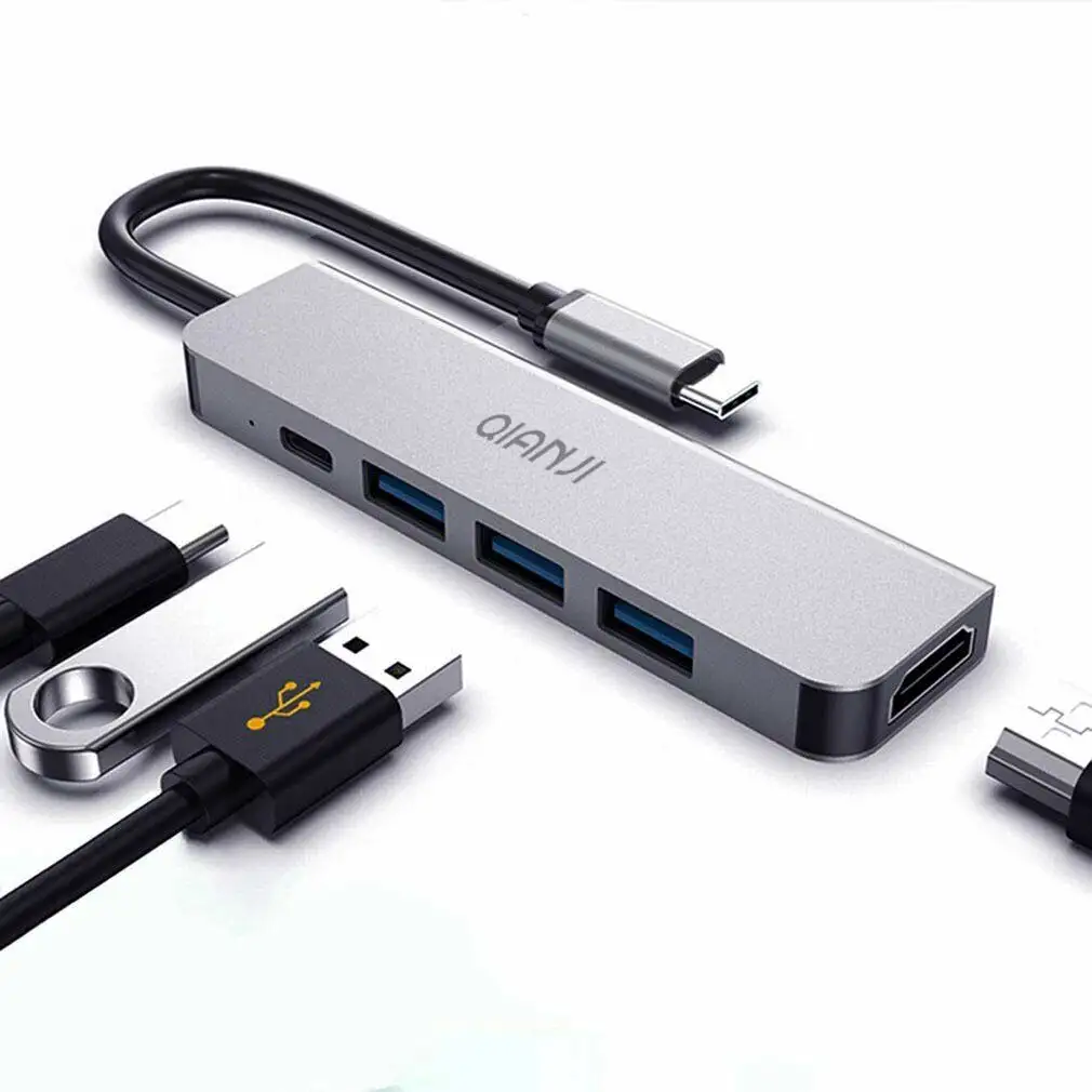Qianji-hub Multiport com Hdmi 4k Portas Usb 3.0 Entrega de Energia 100w em para Laptop Macbook - Imagem 5
