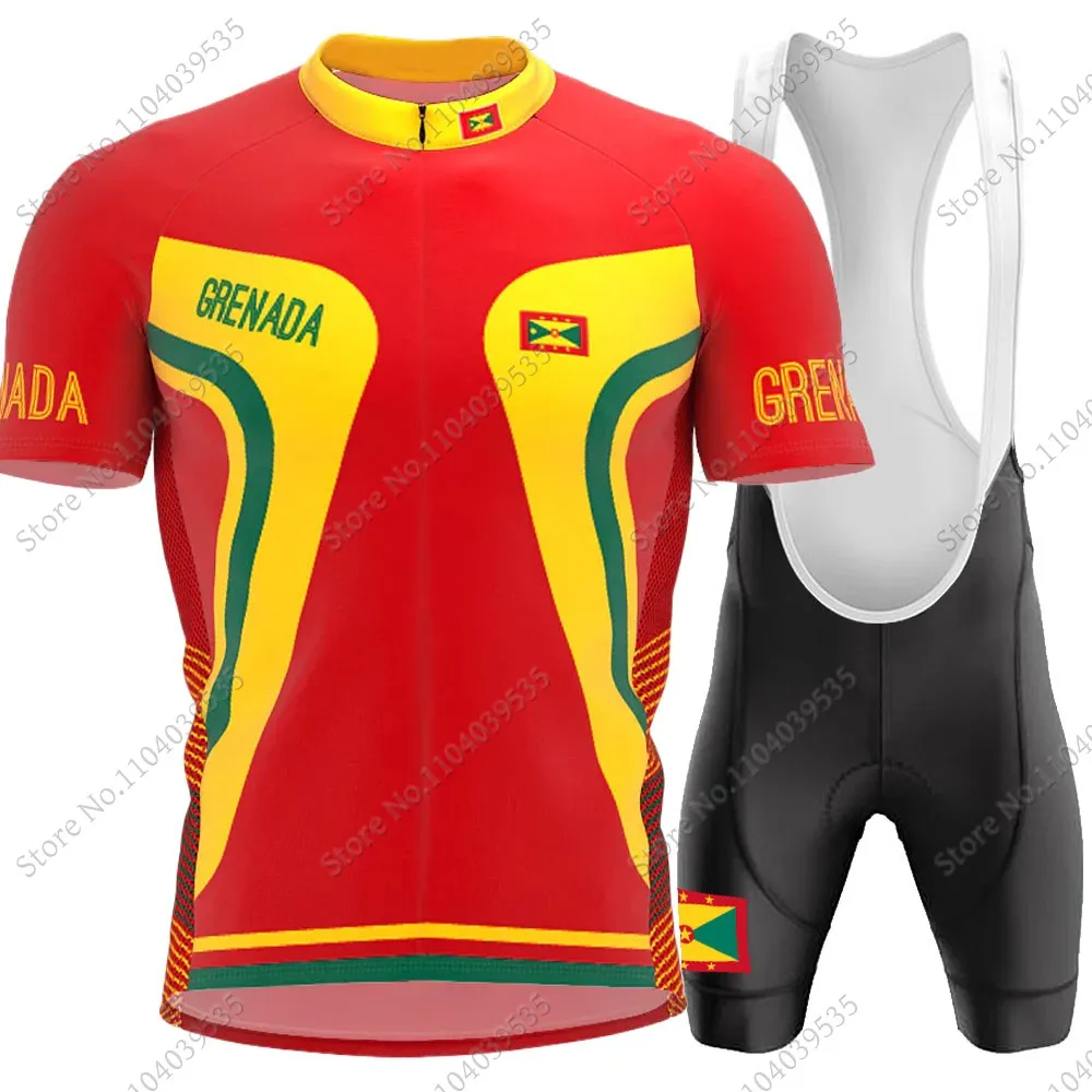 Grenada National Cycling Jersey Set Clothing Men Road Bike Shirts Suit Bicycle Bib Shorts MTB Ropa Maillot