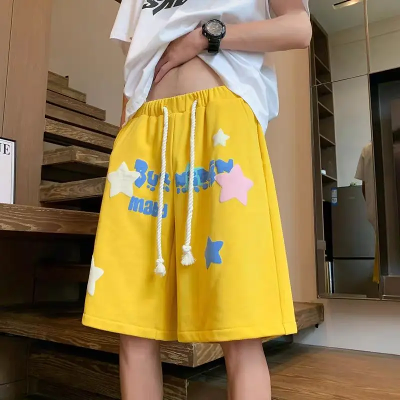 Women Trendy Print Streetwear Harajuku Y2K High Waist Wide Leg Short Pants 2024 Summer Students Casual Loose Sports Beach Shorts