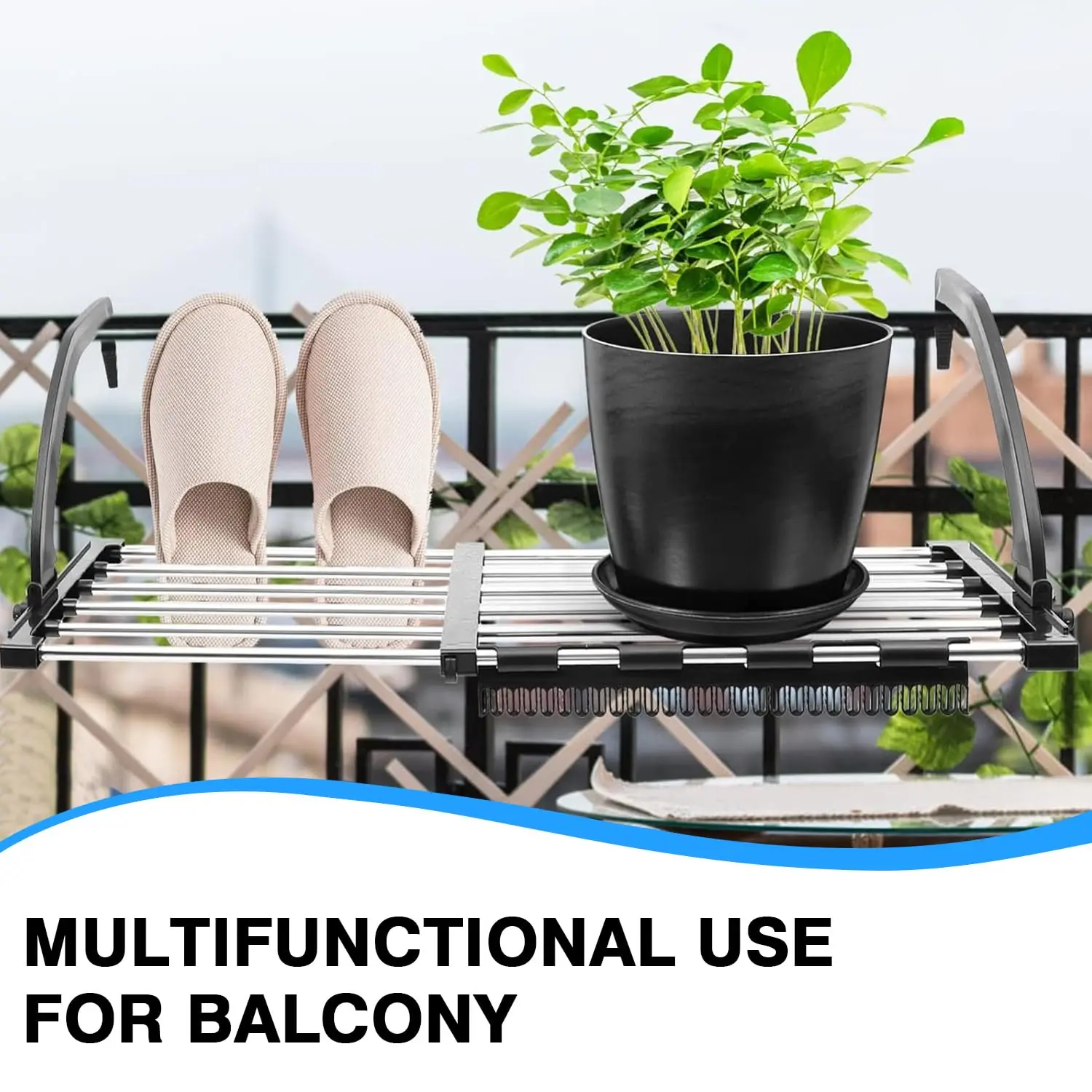 Portable Clothes Drying Rack for Balcony, Foldable Railings Windowsill, Retractable Radiator Cloth Airer,Folding Travel RV Rack 2