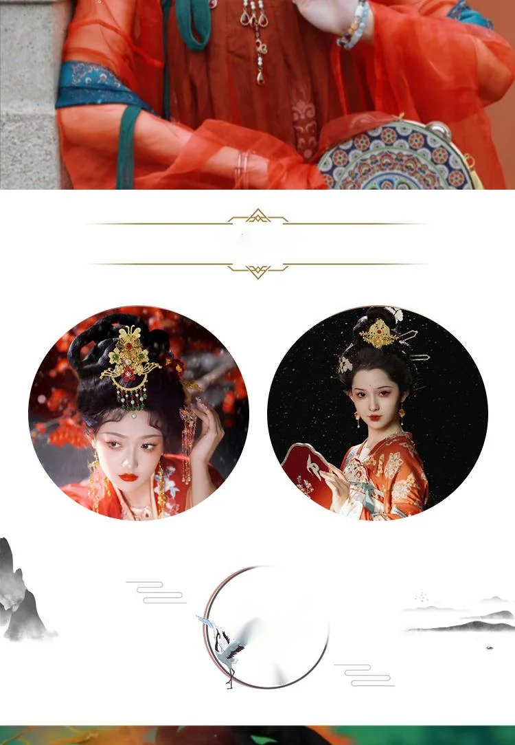 Coiffe dorée hanfu style ancien avec franges pour cheveux_voghion.com