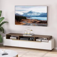 70" TV Stand for TV up to 70", Modern Home Entertainment Center with Open Shelves and Drawers, Media Console Table, Wood 1
