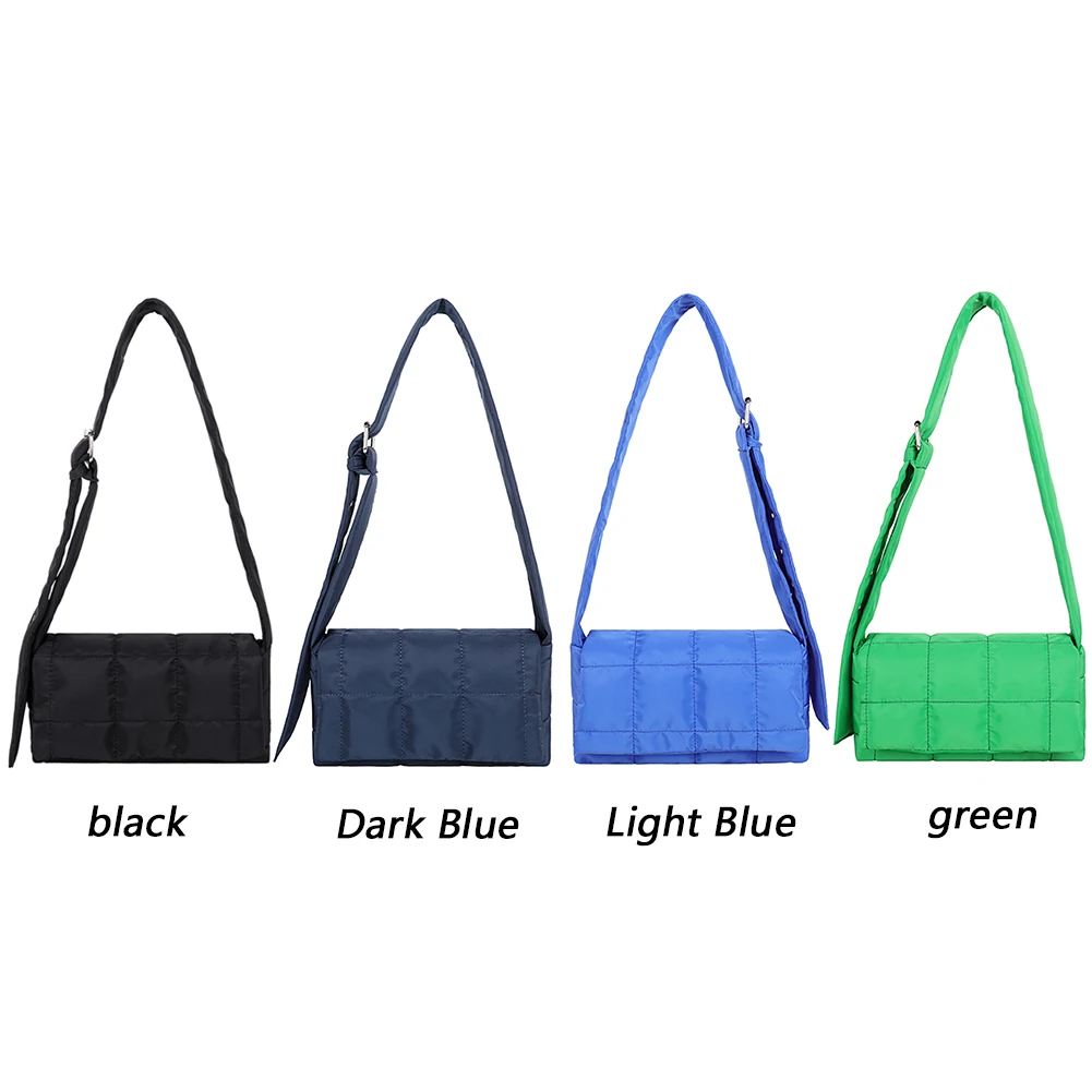 Women Nylon Cotton Padded Handbag Winter Warm Tote Bag Small Flap Tote Handbag