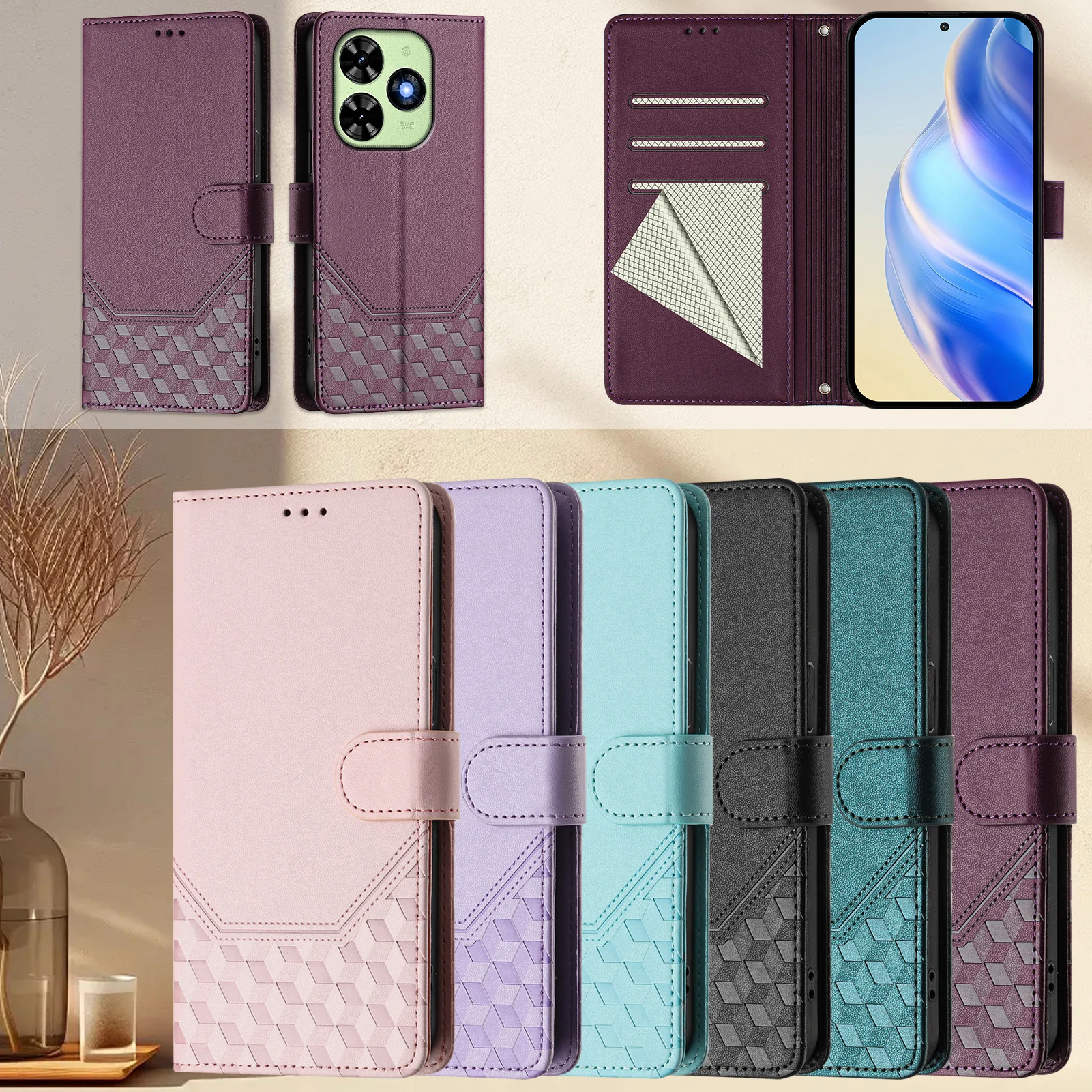 3D Leather Phone Wallet Case Book Cover