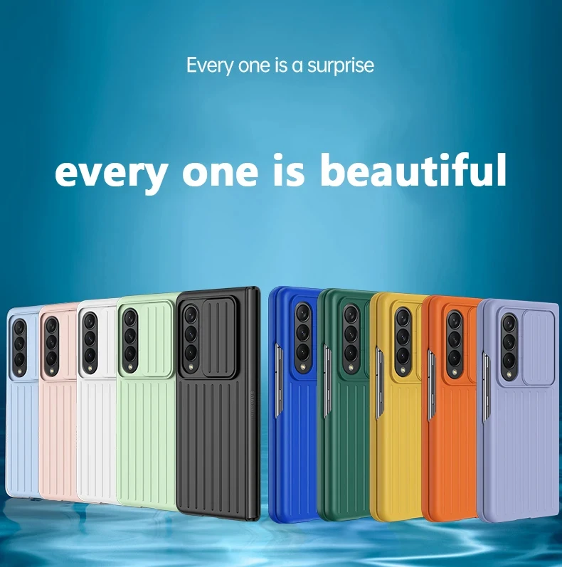 Luxury Slide Camera Protection Case for Samsung Galaxy Z Fold 3 4 5 Z fold 3 4 Fold 5 5G Slim Matte PC Shockproof Hard Fundas