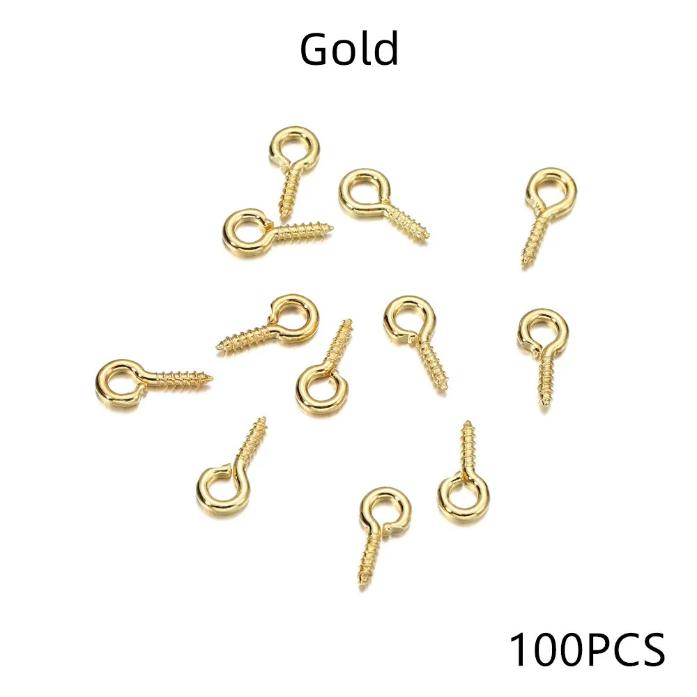 100-200pcs Small Tiny Mini Eye Pins Eyepins Hooks Eyelets Screw Threaded Gold Clasps Hooks Jewelry Findings For Making DIY 