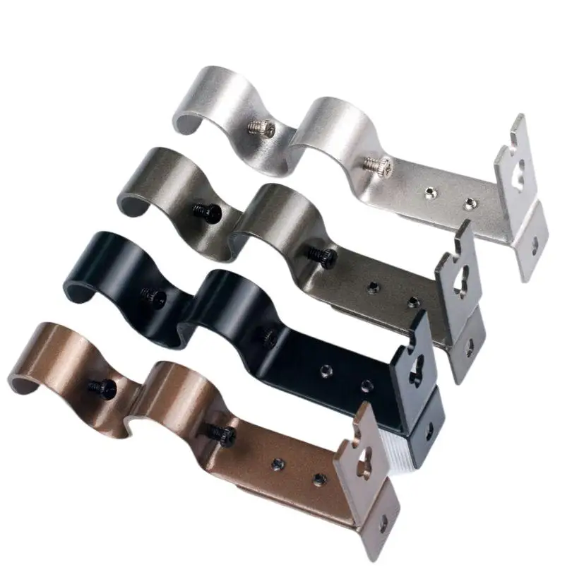 2pcs Adjustable Double Curtain Rod Brackets Holder For 3/4 Inch Curtain