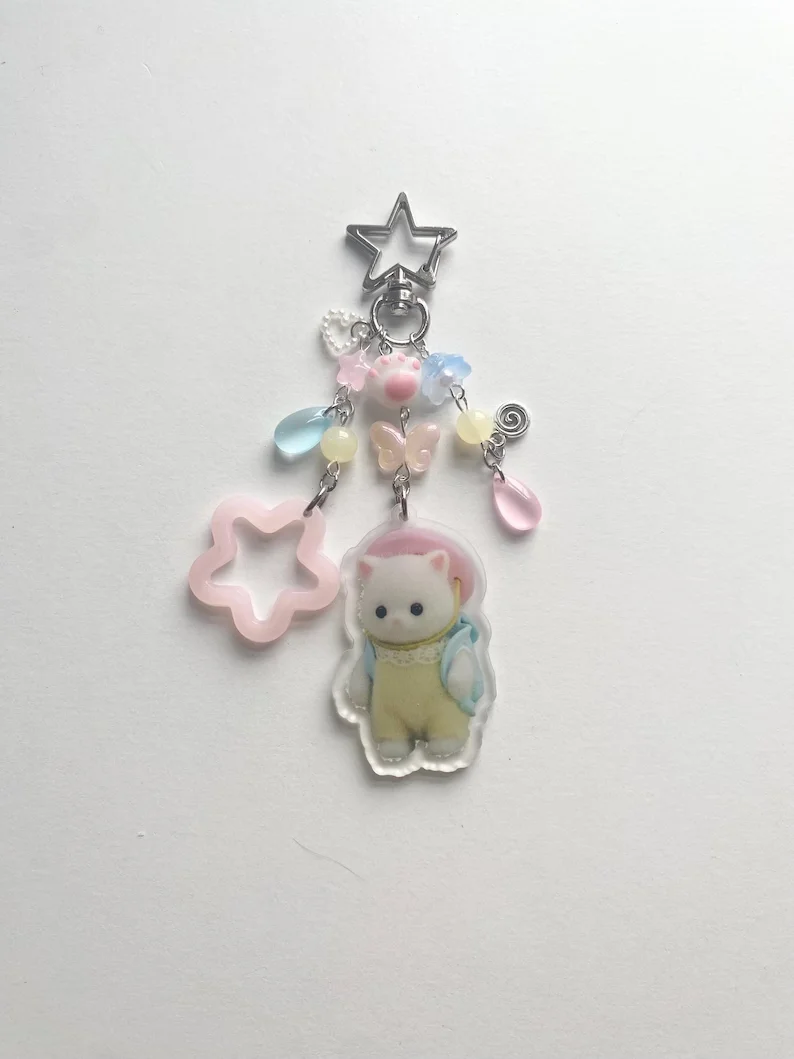 Y2K-Inspired Calico Critters Keychain Collection ⋆.࿔*