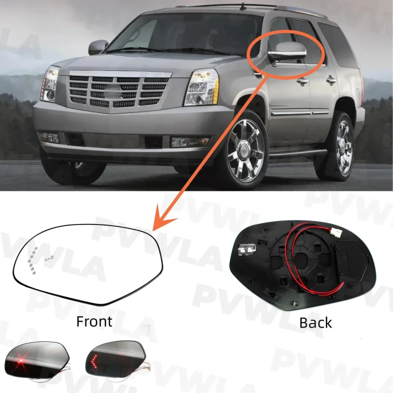 

Left Side Reverse Mirror Glass With Blind Spot Turn Signal 20778440 For Cadillac Escalade ESV 2009 2010 2011 2012 2013 2014