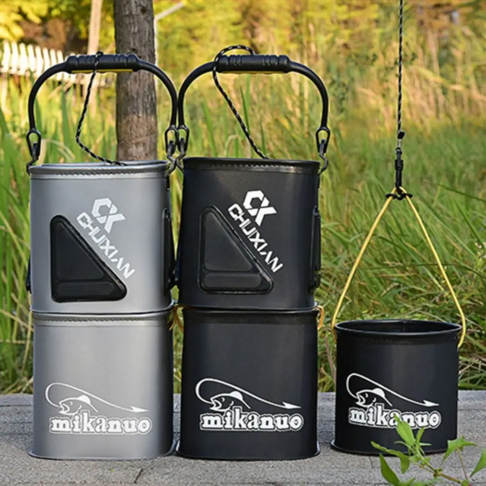 

Foldable Fishing Bucket EVA Thick with Rope/Handle Live Fish Bucket Multifunction Waterproof Fishing Bait Bag