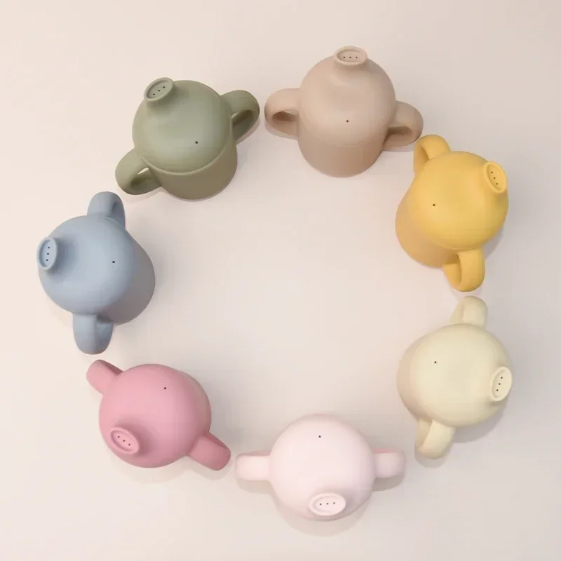 Wolife Baby Silicone Sippy Cup Baby Learning Drinking Cup Double Handle Silicone Cup Portable Children's Silicone Mug BPA Free 5