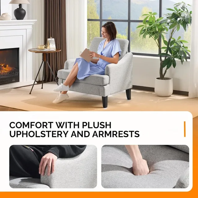 Linen Fabric Accent Chair Set 3
