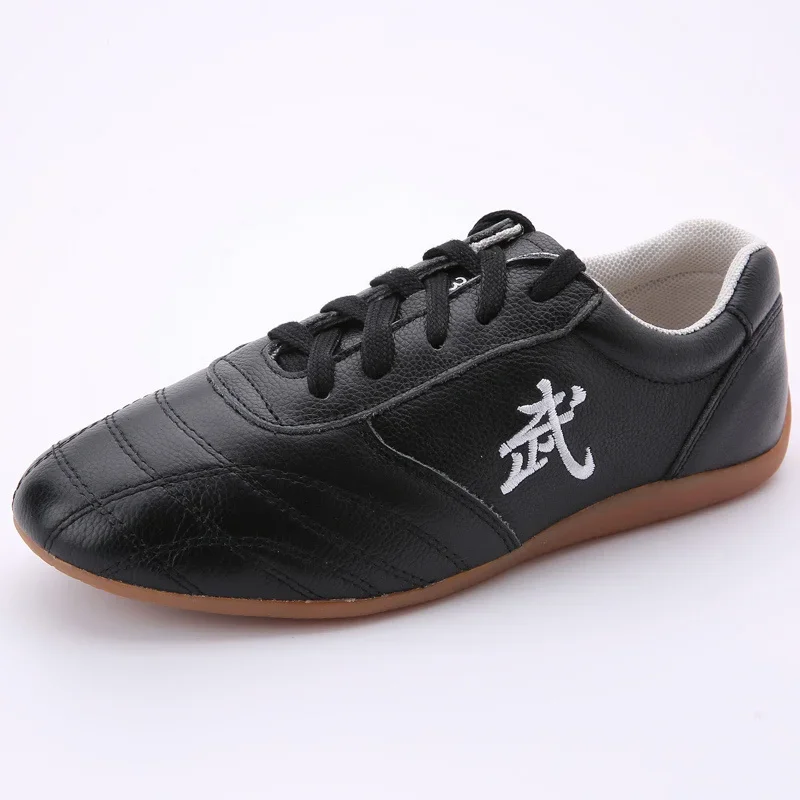 Tai Chi  Shoes Sole Soft Leather Ox Tendon Bottom Practice Kung Fu Shoes Martial Art  Shoes Black White