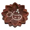 Wooden Lotus Tray Lotus Shape Crystal Stone Holder Crystal Display Tray with Bottom Non-Slip Pad for Aromatherapy Oils Jewelry 2