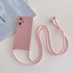 Versatile Crossbody Lanyard Silicone Phone Case for Realme C12 (GS Pink)