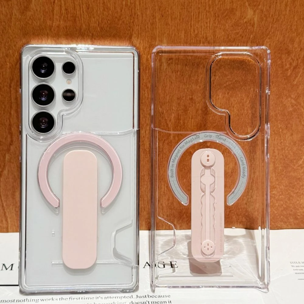 Luxury Magnetic Clear Case with Card Holder - Shockproof Hard Cover
