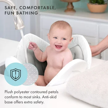 Lotus Baby Bath Seat, Washer-Safe Infant Bathtub, Gray 2