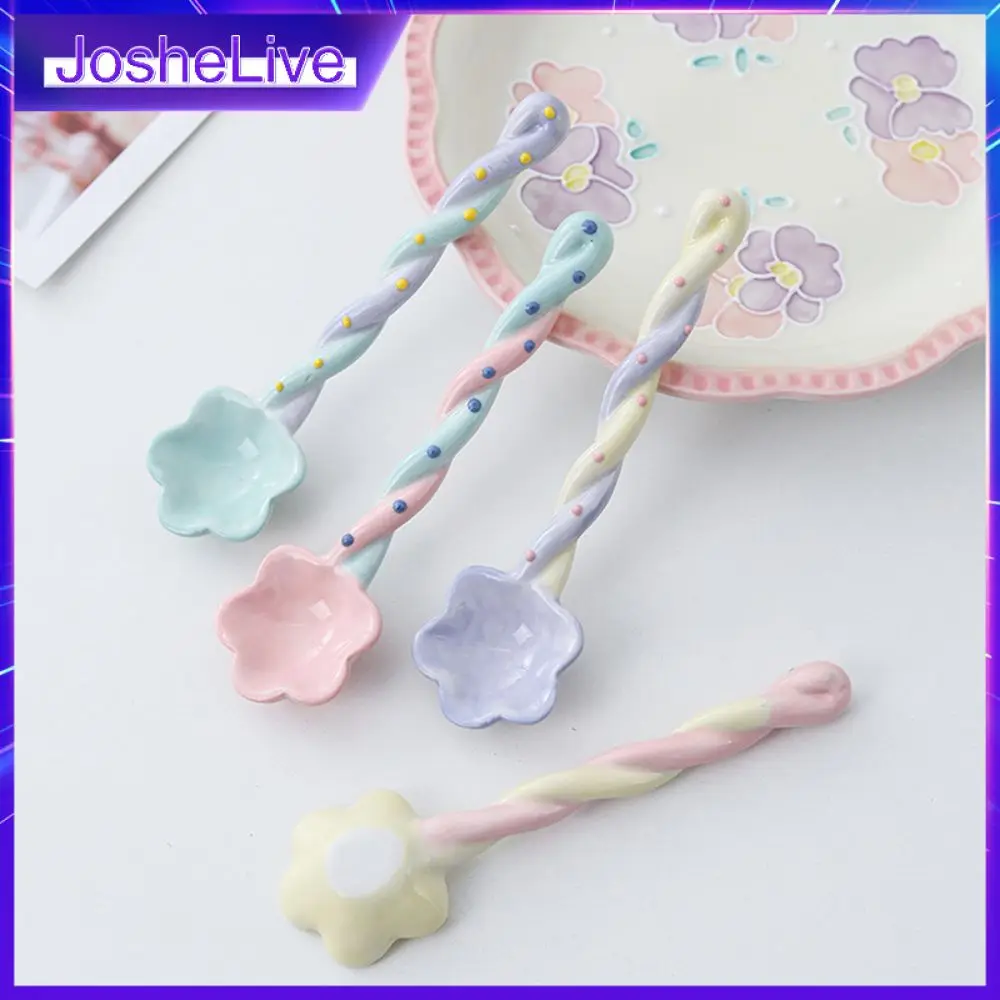 

Искусственная ручка, ложка Kawaii, корейский мороженое, ручная роспись, десертная ложка с длинной ручкой, кухня