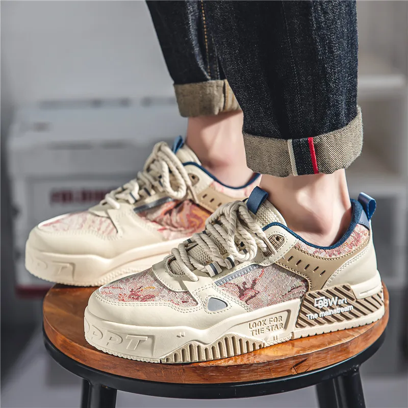 Autumn Men Casual Cricket Shoes Fashion Trend Sneakers Walking Skateboard For Boys Youth Retro Style Board Shoes 6