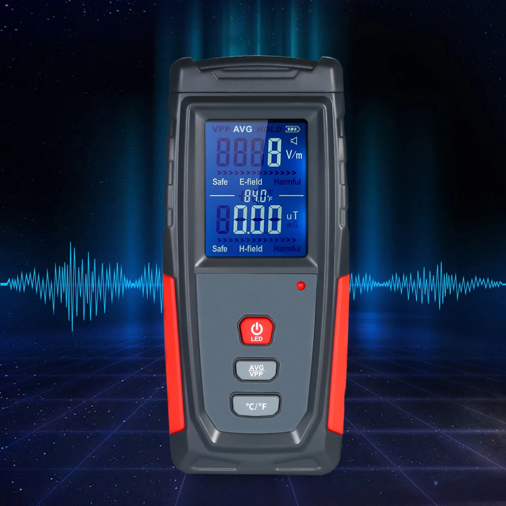 KKMOON Handheld High Precision Digital LCD Electromagnetic Field Radiation Detector Meter Dosimeter Mini EMF Tester Counter