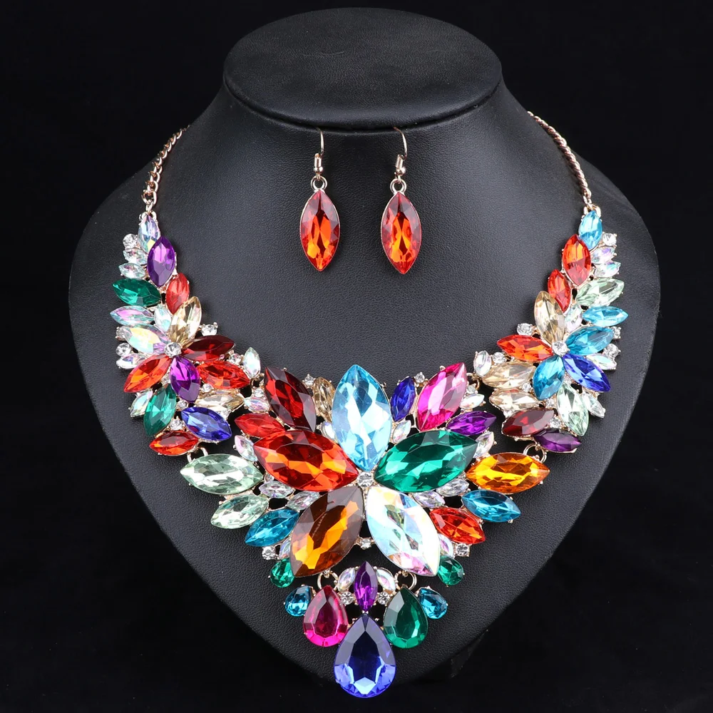 Fashion Crystal Jewelry Sets Bridal Necklace Earrings Sets Wedding Party Jewelery Dress Jewellery Decoration Accessories bridal jewelry sets,crystal jewelry sets