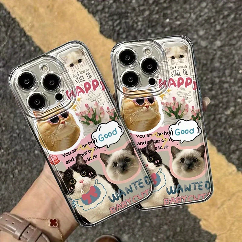 Adorable Cartoon Cat TPU Phone Case Cover