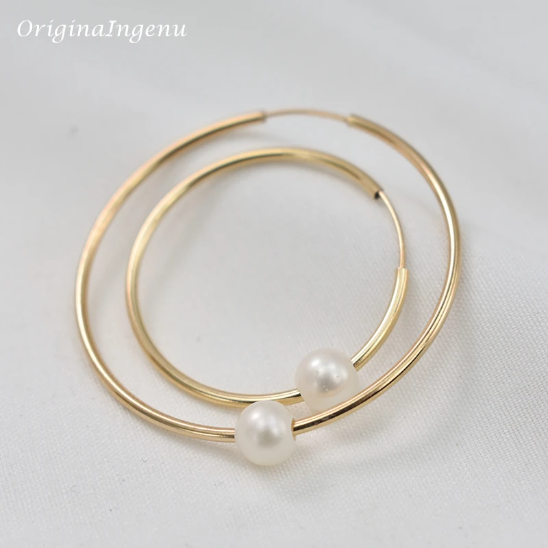 14K Gold Filled Hoop Earrings Natural Pearl Jewelry Gold Hoop Earrings Brincos Pendientes Oorbellen Boho Earrings Gold Jewelry 2