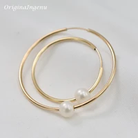 14K Gold Filled Hoop Earrings Natural Pearl Jewelry Gold Hoop Earrings Brincos Pendientes Oorbellen Boho Earrings Gold Jewelry 2