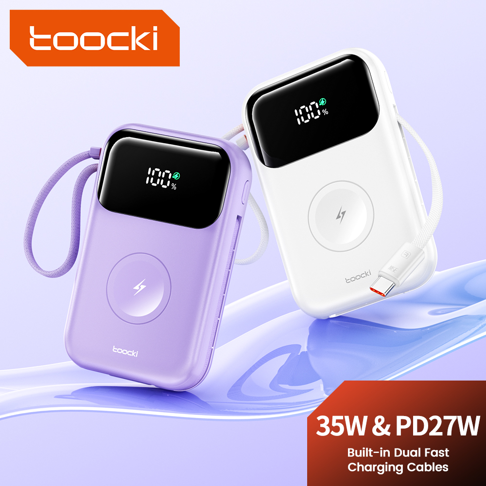 Toocki 10000mAh 35W Portable PowerBank Fast Charge With Type C Lighting Cable For Iphone16 15 Xiaomi Charging For Apple Watch