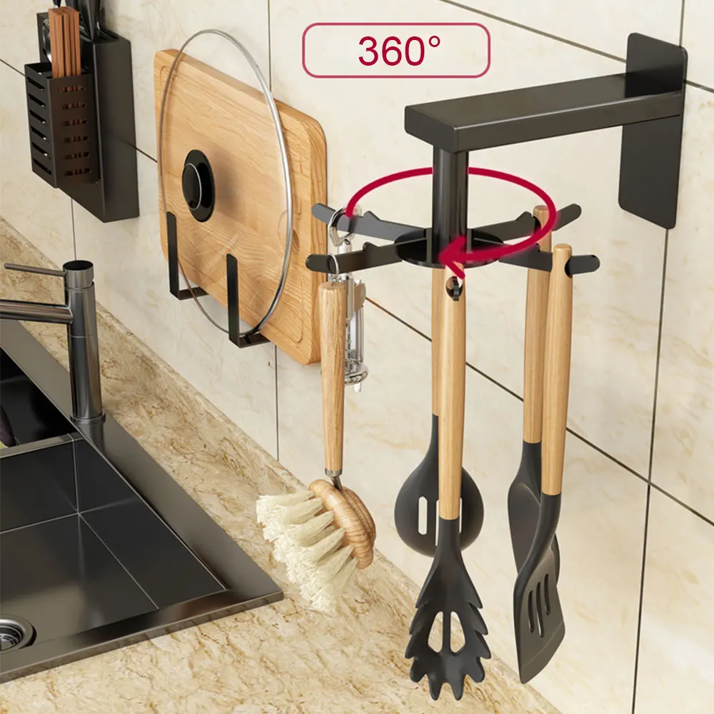 

Aluminum Kitchenware Organizer Storage Holder Punch-free Knife Stand Spoon Hook Shelf Utensils for Kitchen Home Accessories