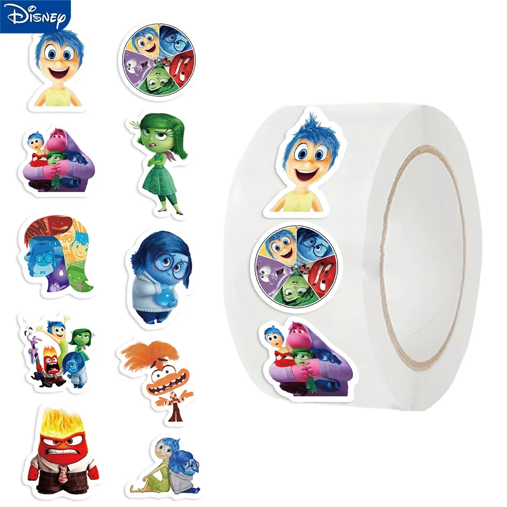 500/1000PCS Disney Inside Out 2 Stickers Kawaii Cute Cartoon Label Seal Stickers Rolls Stickers for Phone Luggage Stickers Toys 3