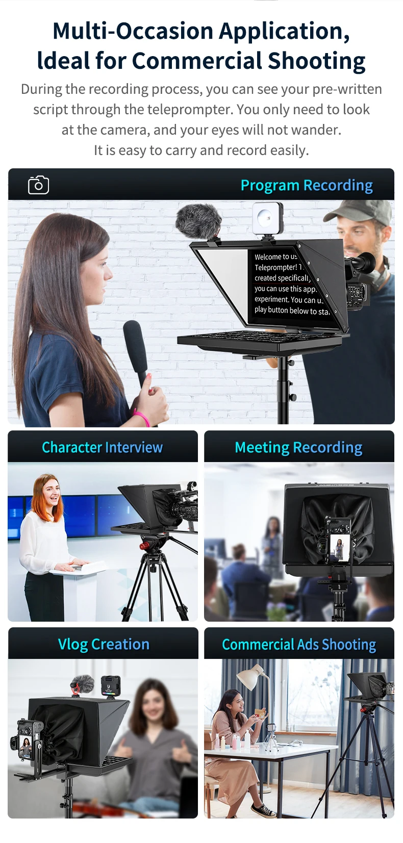Desview T20 20-inch Professional Broadcast Teleprompter Applicable to Multiple S