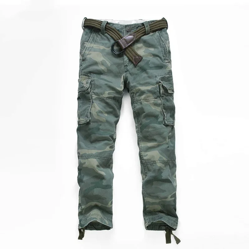 

Men's casual pants vintage cargo trousers fashion Sports military pants camouflage straight long tactical camo pants plus size