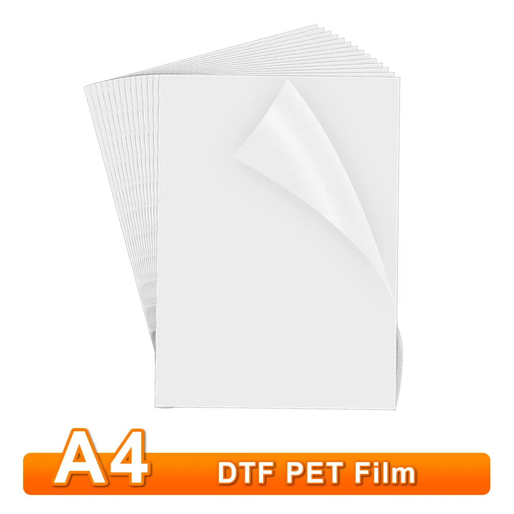 DTF Transfer Film 25/50/100PCS A4 DTF Transfer Film for DIY on T-Shirts Caps