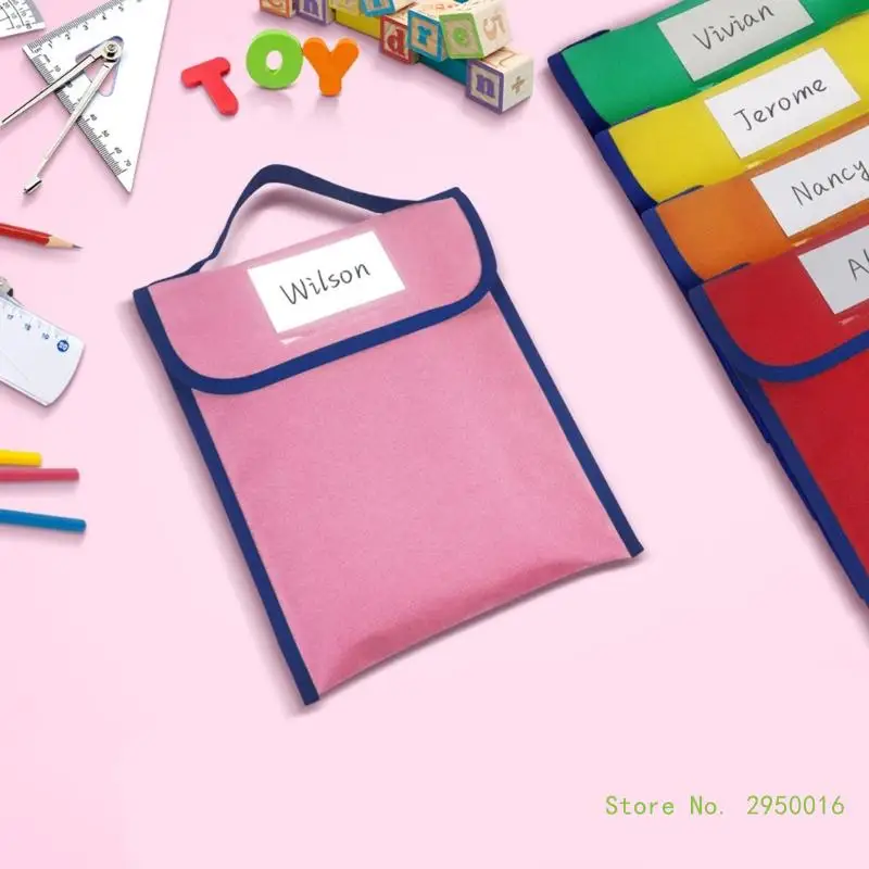 

Portable File Bag Handheld School Book Bag Clear Label Window Handheld Document Folder for Student