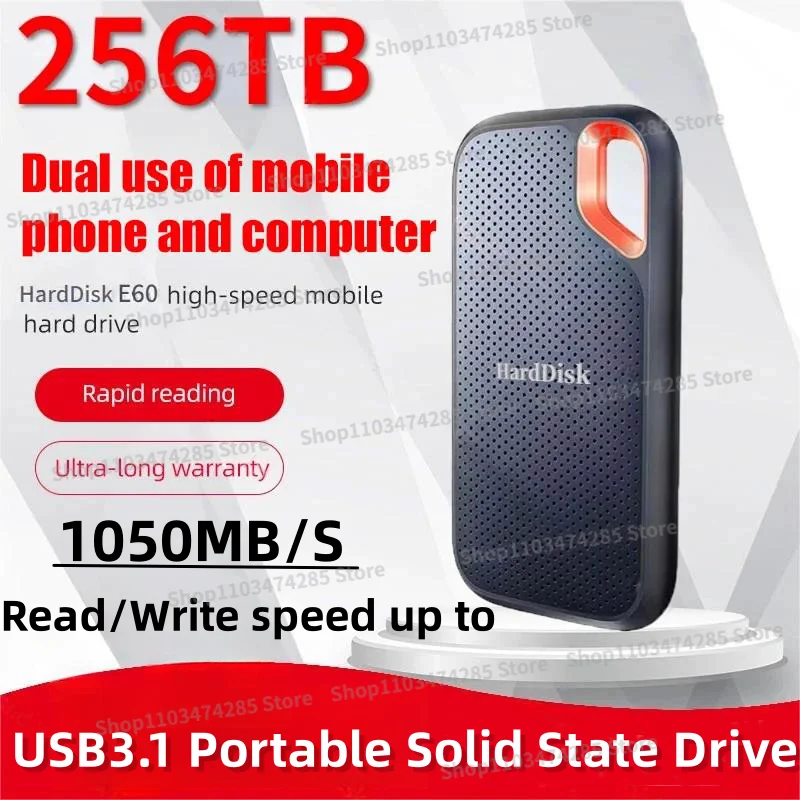 

Hard Disk Mobile SSD E60 1TB 2TB 256TB USB 3.1 HD External Hard for Laptop PS5 Mobile Hard Disk HDD Storage Devices Disco Duro