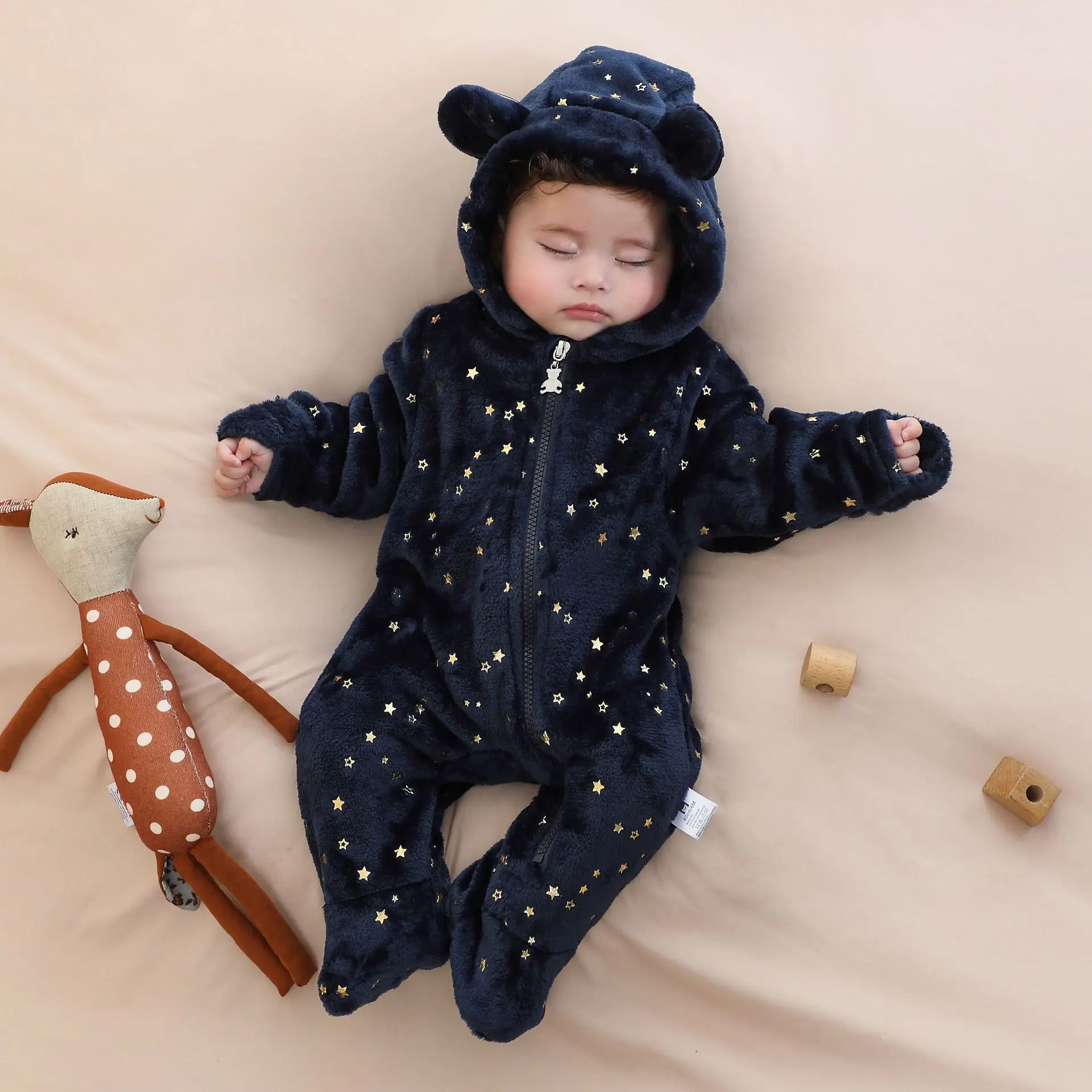 Cute Cartoon Baby Rompers Soft Warm Pajamas Infant Animal Costume Zipper Jumpsuit Outfit Clothes for Boy Girl Newborn 0-12Months