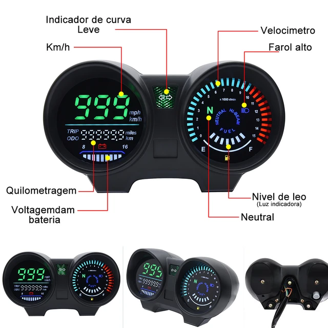 Instrument de compteur de vitesse numérique Lcd moto-jauge d'huile de  compteur de vitesse moto-Aliexpress