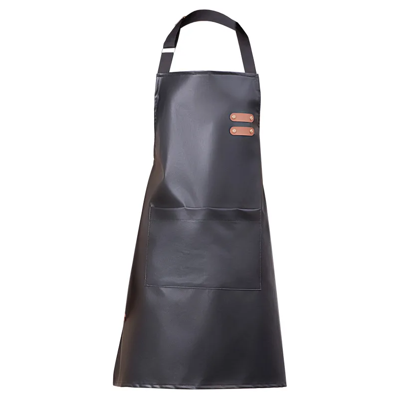 Kitchen Apron PU Leather Waterproof and Oil Resistant Unisex Sleeveless Adjustable