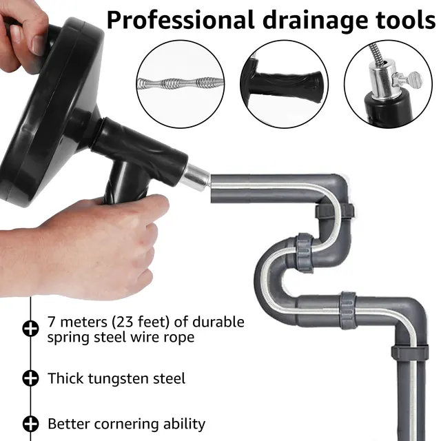 Say Goodbye to Clogged Drains with the Hand Operated Plumbing Drain Auger