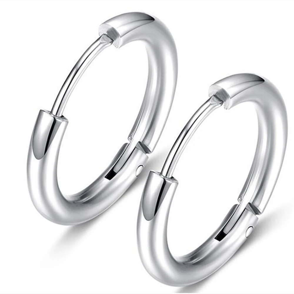 1 Paar minimalistische Punk-Piercing-Creolen aus schwarzem Edelstahl für Männer, Teenager, Party, Modeaccessoires für Frauen – Detail 6